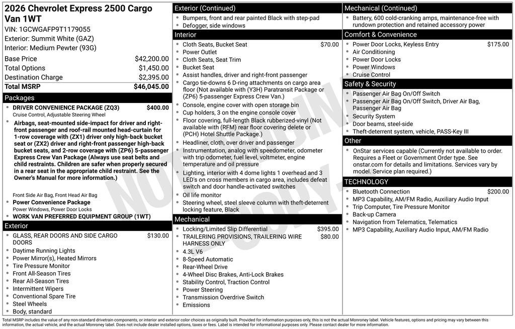 2026 Chevrolet Express Cargo WT