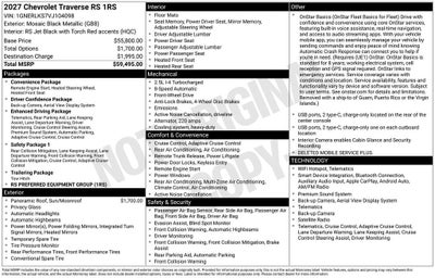 2027 Chevrolet Traverse RS