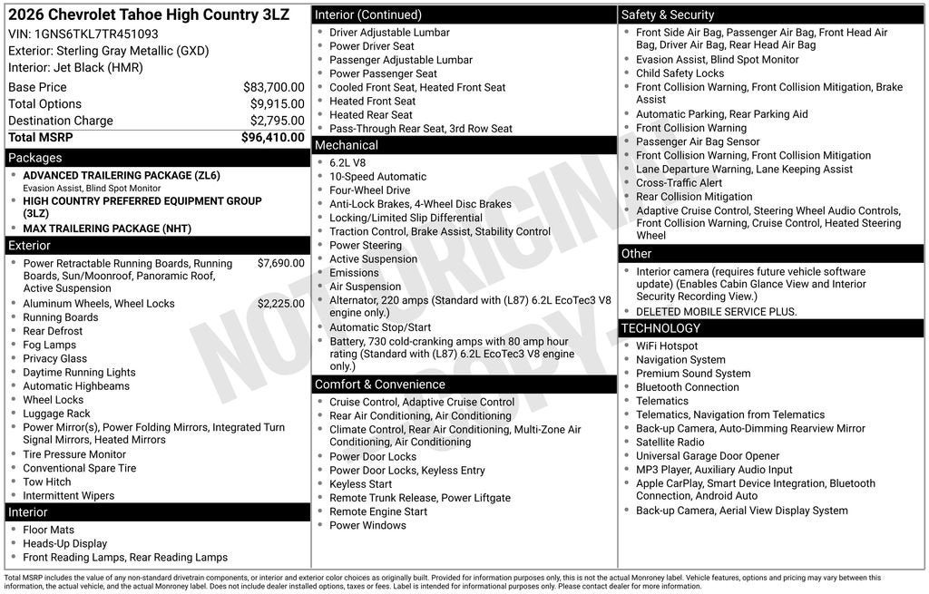 2026 Chevrolet Tahoe High Country