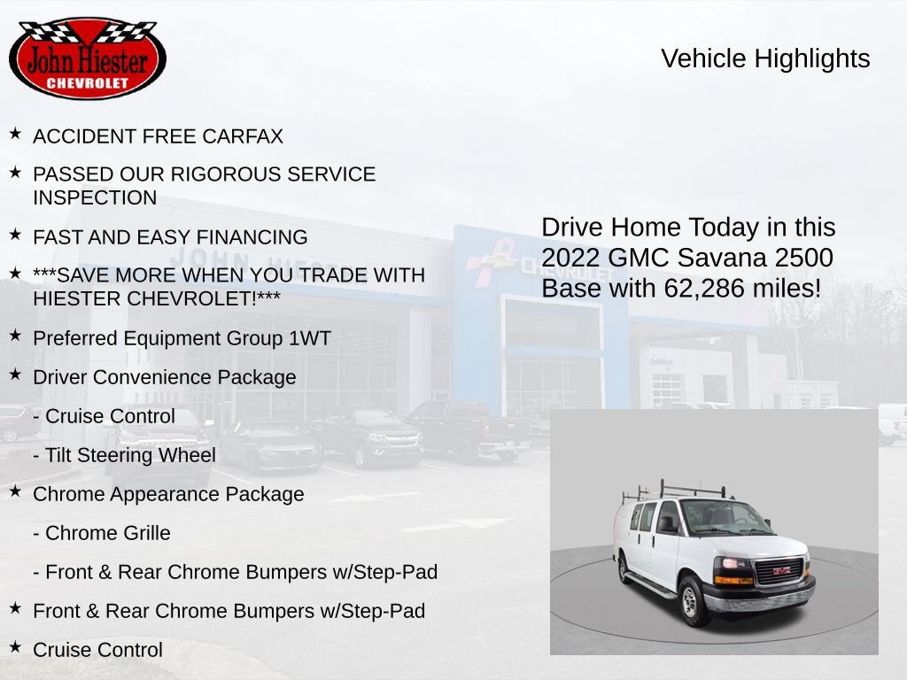 2022 GMC Savana Cargo 2500 RWD 2500 Regular Wheelbase Work Van