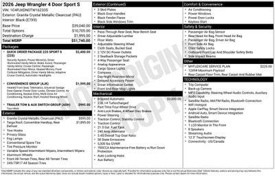 2026 Jeep Wrangler Sport S