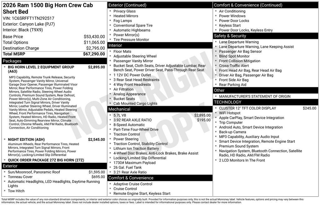 2026 RAM 1500 Big Horn/Lone Star