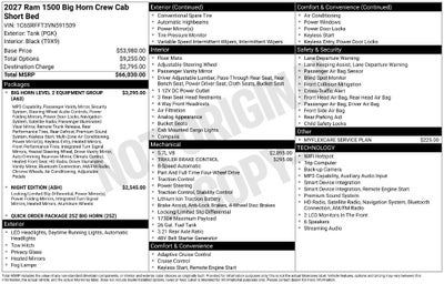 2027 RAM 1500 Big Horn/Lone Star