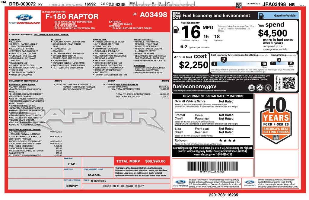 2018 Ford F-150 Raptor