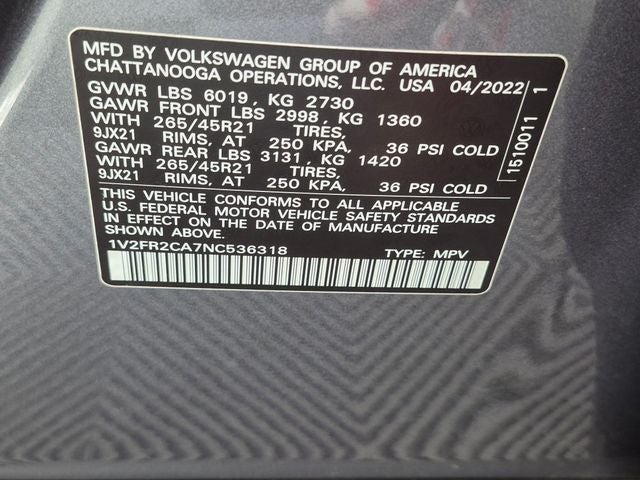 2022 Volkswagen Atlas 3.6L V6 SEL Premium R-Line