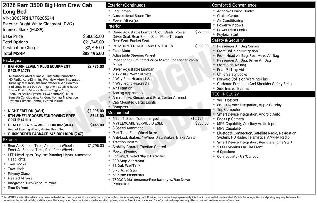 2026 RAM 3500 Big Horn
