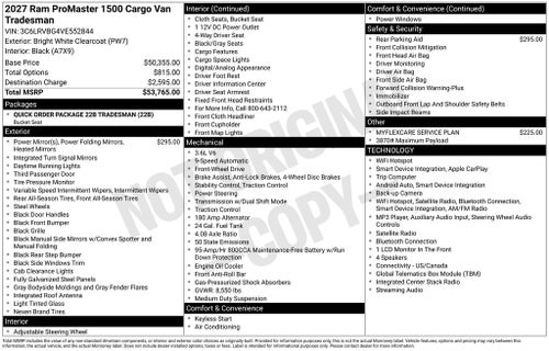 2027 RAM ProMaster 1500 Base