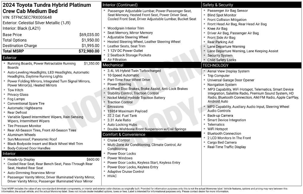 2024 Toyota Tundra Hybrid Platinum
