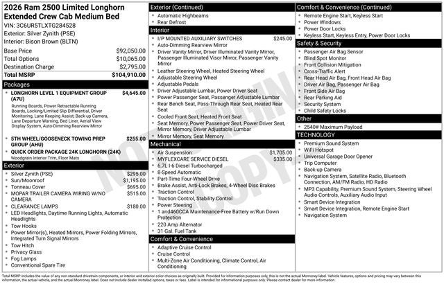 2026 RAM 2500 Limited Longhorn