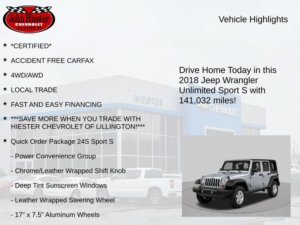 2018 Jeep Wrangler JK Unlimited Sport S 4x4