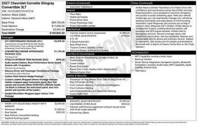 2027 Chevrolet Corvette Stingray 3LT