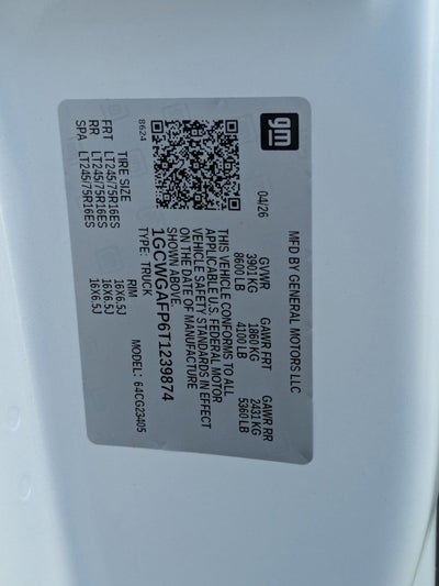 2026 Chevrolet Express Cargo 1WT
