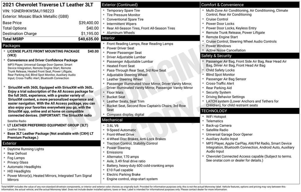 2021 Chevrolet Traverse LT Leather
