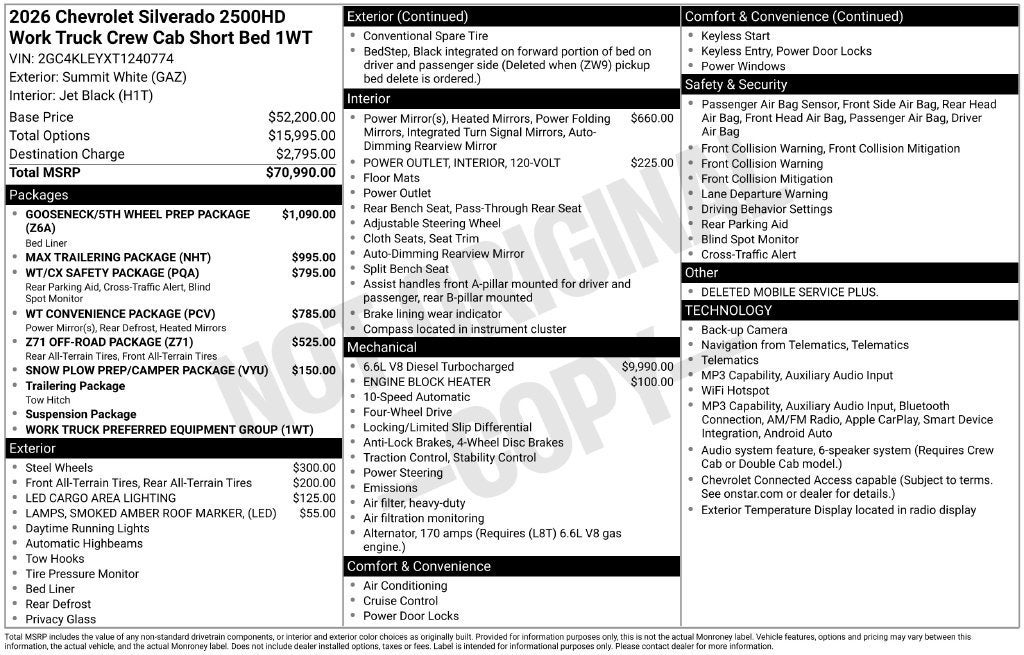 2026 Chevrolet Silverado 2500 HD WT