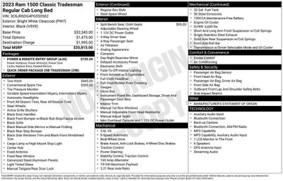 2023 RAM 1500 Classic Tradesman Regular Cab 4x2 8' Box