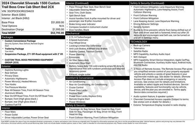 2024 Chevrolet Silverado 1500 Custom Trail Boss