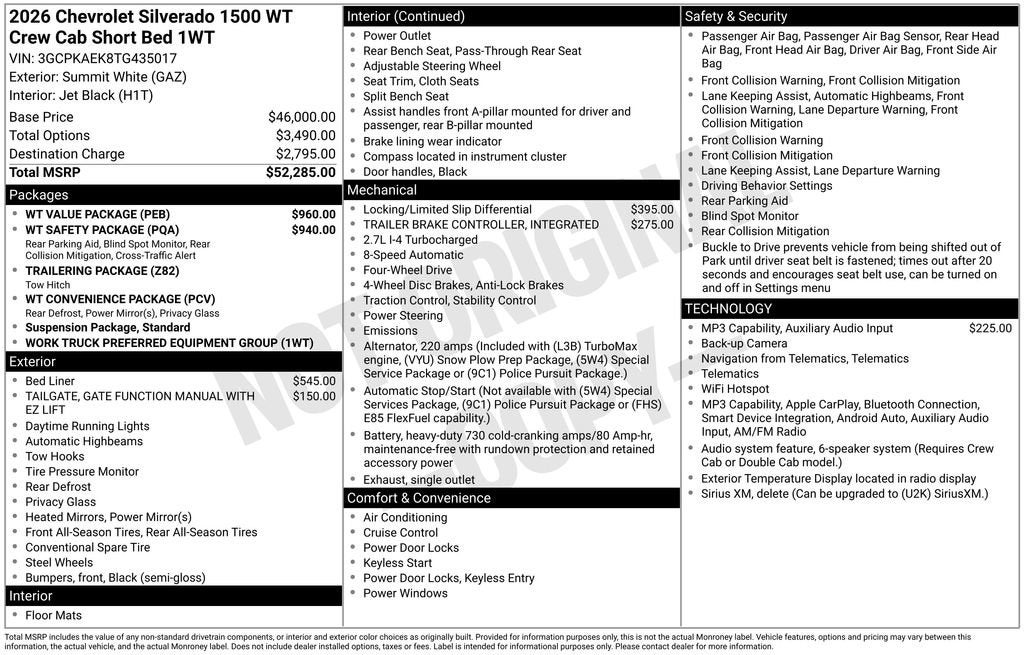 2026 Chevrolet Silverado 1500 WT