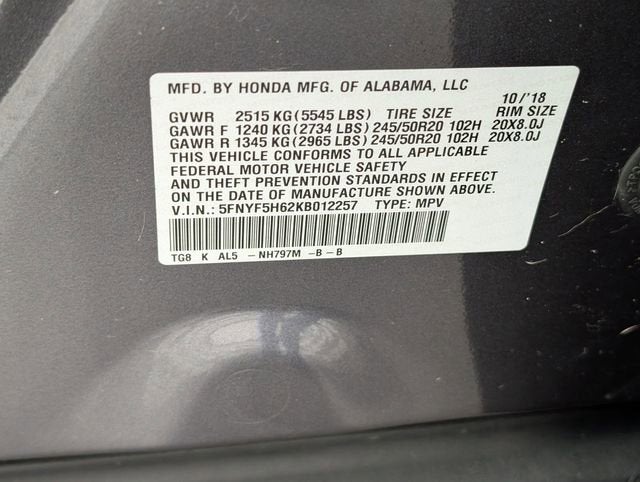 2019 Honda Pilot Touring 7-Passenger